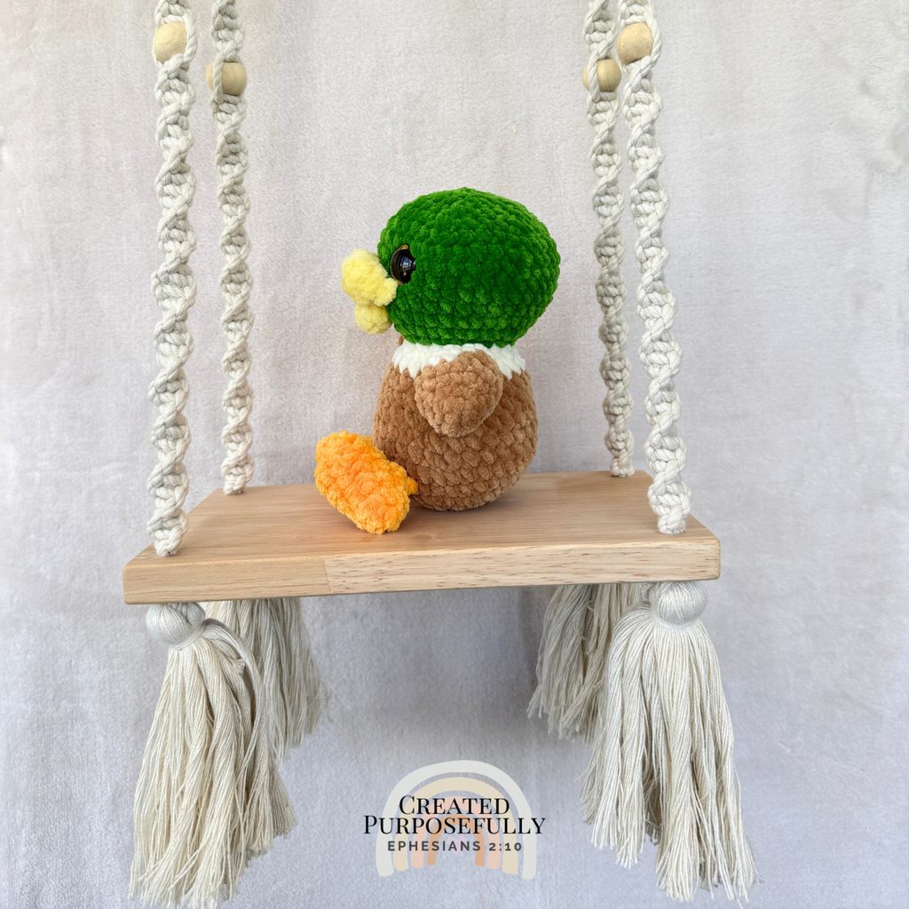 Handmade mallard crochet duck plush made with soft plush yarn and detailed handmade features