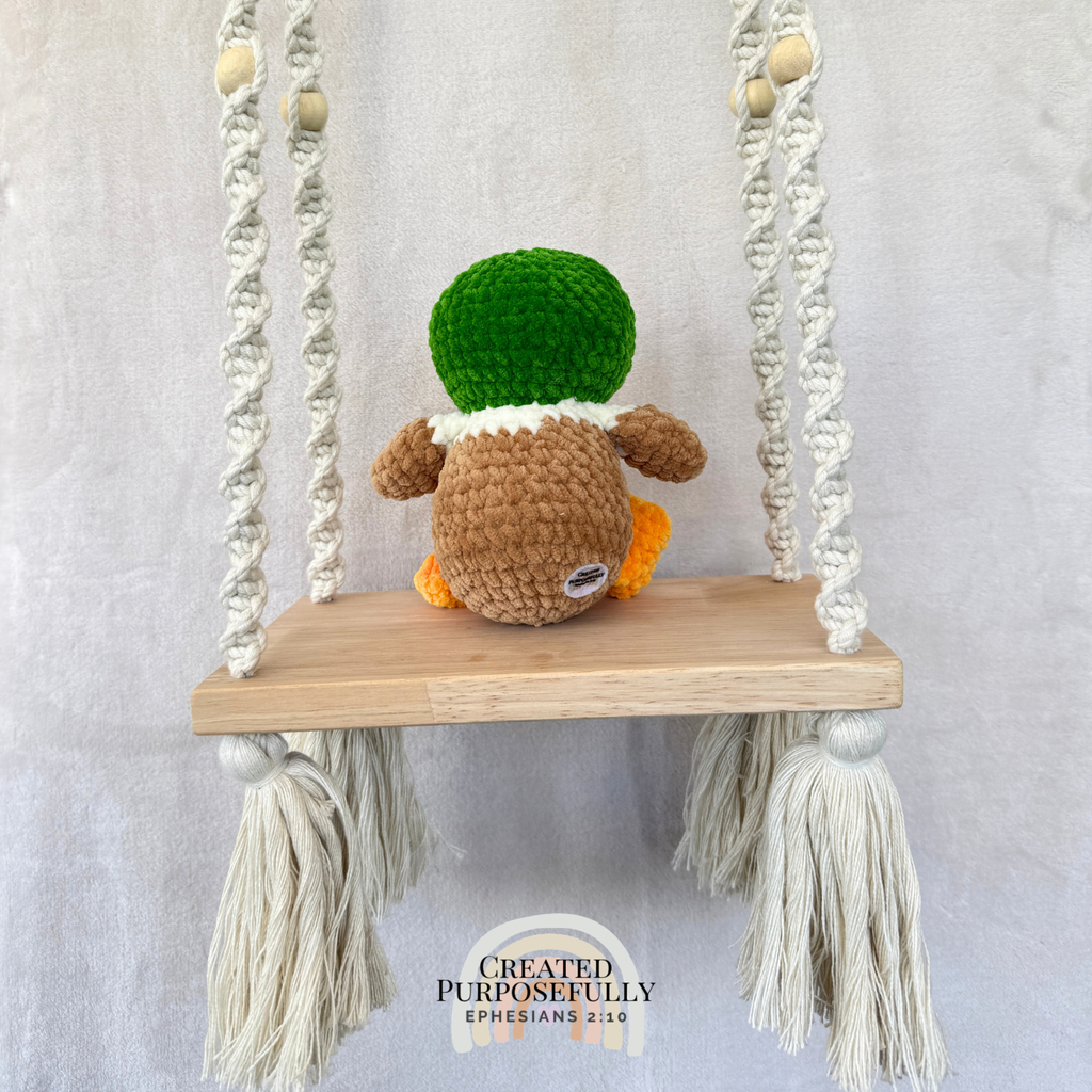 Handmade mallard crochet duck plush made with soft plush yarn and detailed handmade features