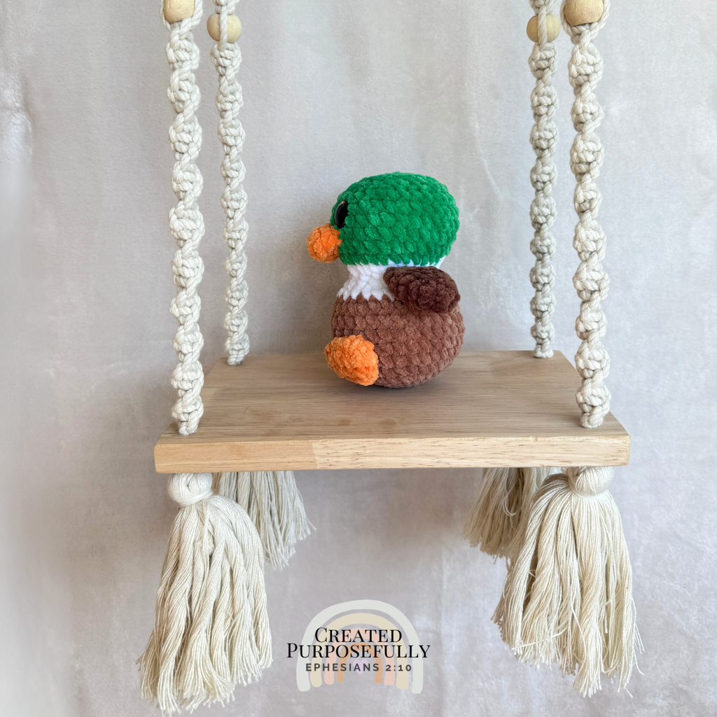 Handmade mallard duck crochet plush made with soft plush yarn and detailed handmade features
