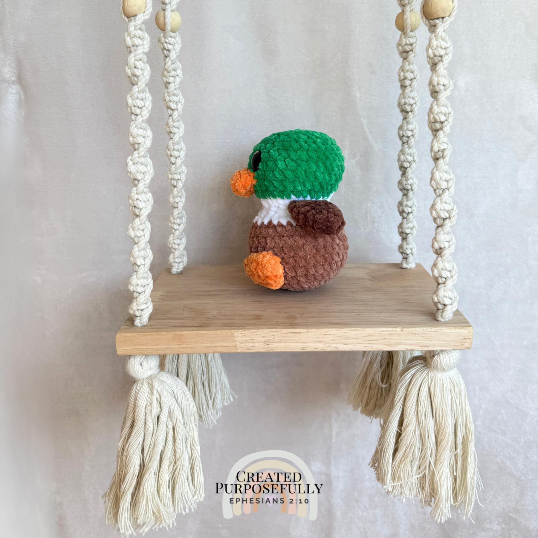 Handmade mallard duck crochet plush made with soft plush yarn and detailed handmade features