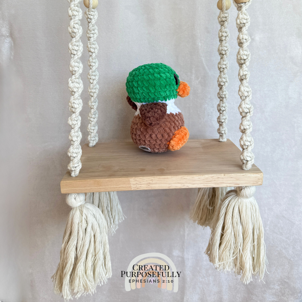 Handmade mallard duck crochet plush made with soft plush yarn and detailed handmade features