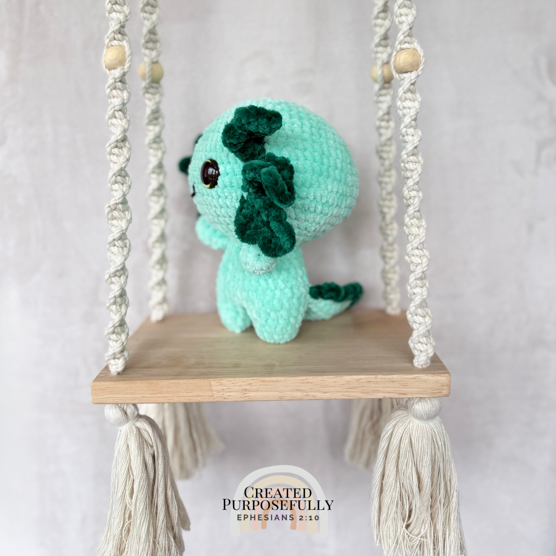 Handmade standing axolotl crochet plush made with soft plush yarn and adorable handmade details