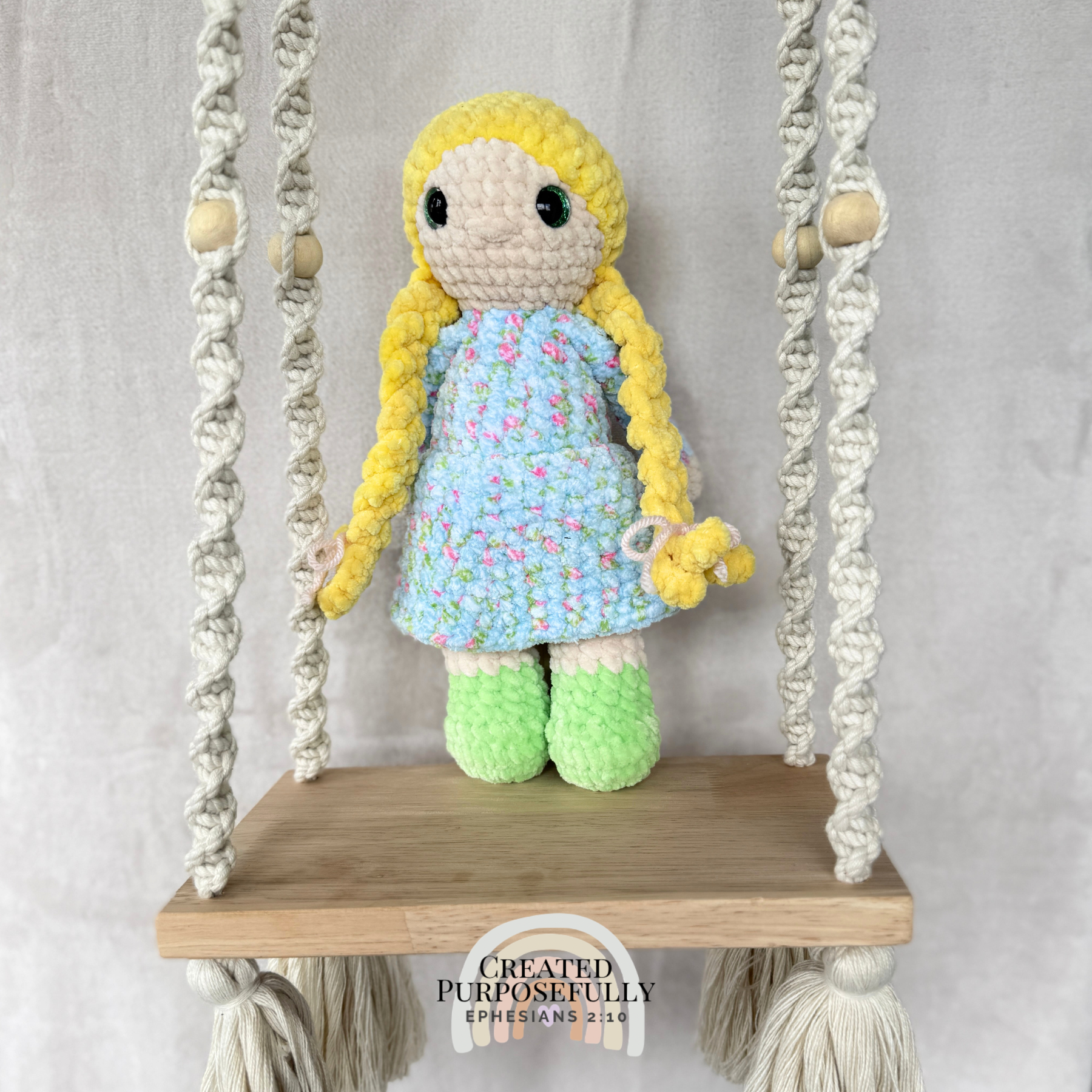 Handmade Blonde Crochet Doll Plush | Soft Amigurumi Doll Gift