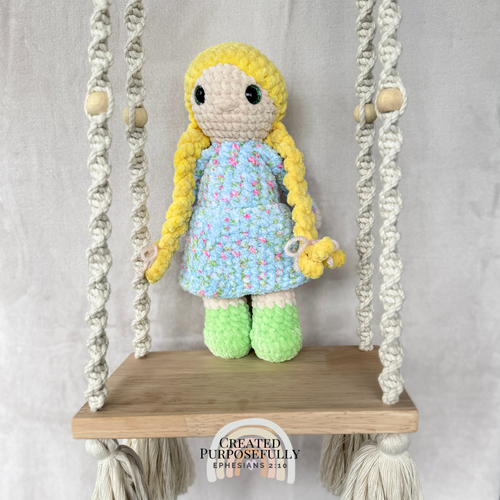 Handmade Blonde Crochet Doll Plush | Soft Amigurumi Doll Gift