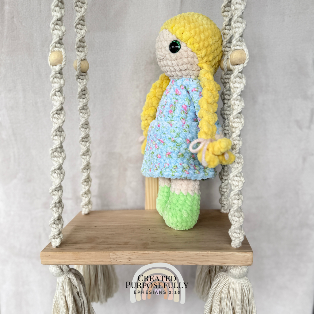 Handmade Blonde Crochet Doll Plush | Soft Amigurumi Doll Gift