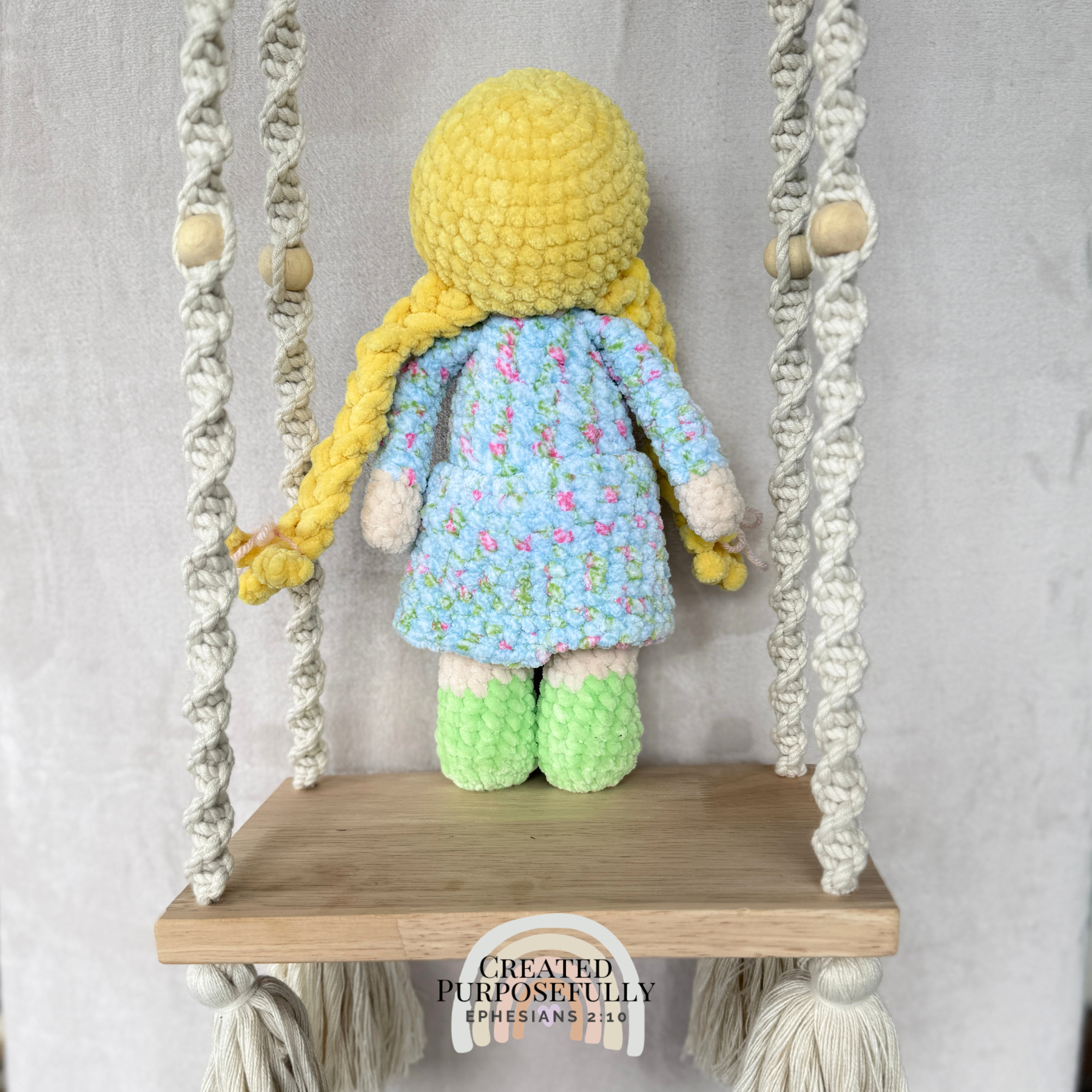Handmade Blonde Crochet Doll Plush | Soft Amigurumi Doll Gift