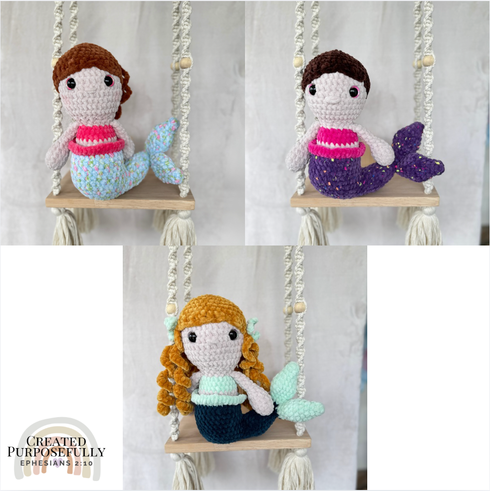 Handmade Crochet Mermaid Plush | Soft Amigurumi Mermaid Doll Gift