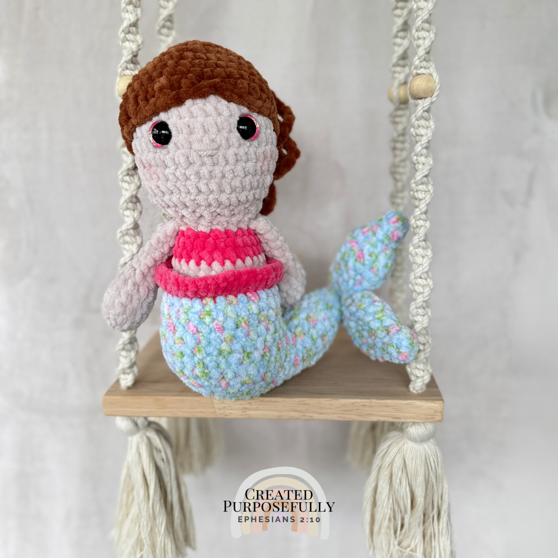 Handmade Crochet Mermaid Plush | Soft Amigurumi Mermaid Doll Gift