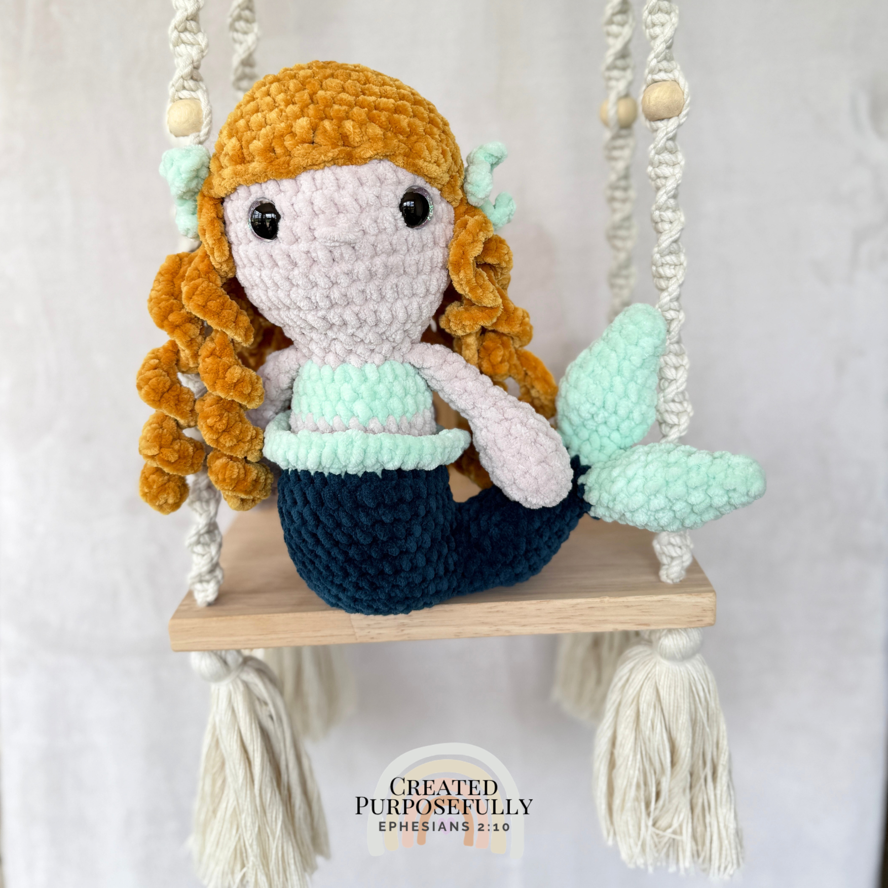 Handmade Crochet Mermaid Plush | Soft Amigurumi Mermaid Doll Gift