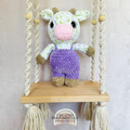 Handmade Crochet Standing Cow Plush | Amigurumi Cow in Overalls