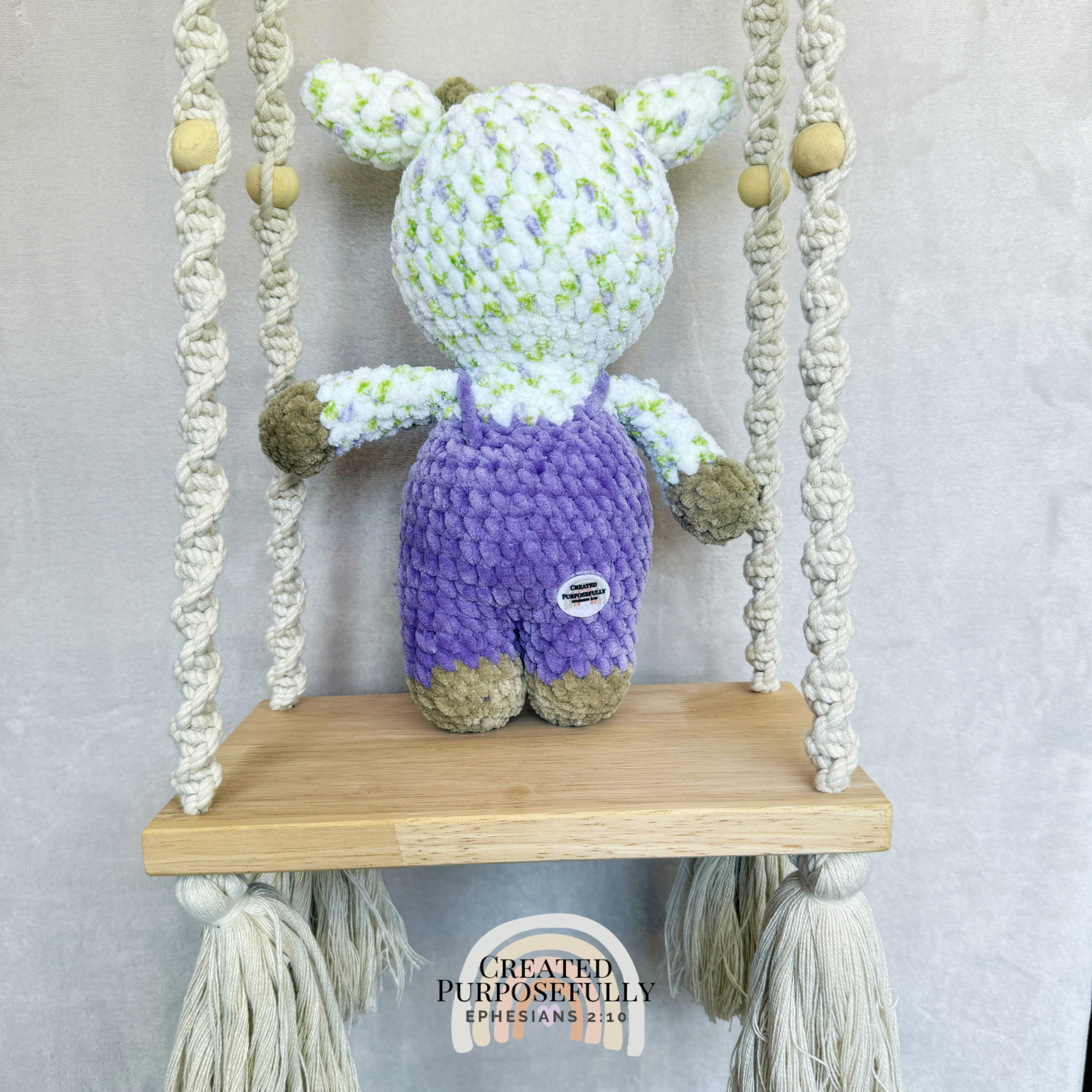 Handmade Crochet Standing Cow Plush | Amigurumi Cow in Overalls