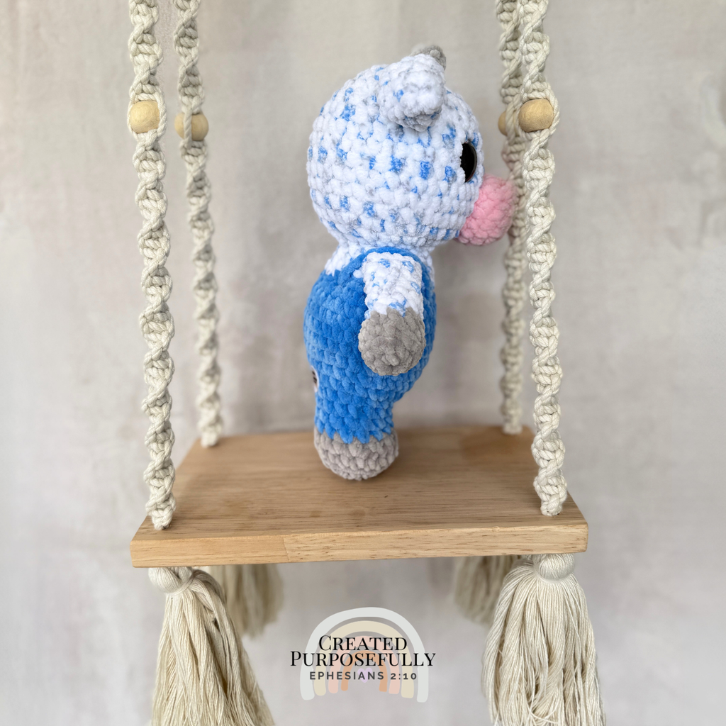 Handmade Crochet Standing Cow Plush | Amigurumi Cow in Overalls