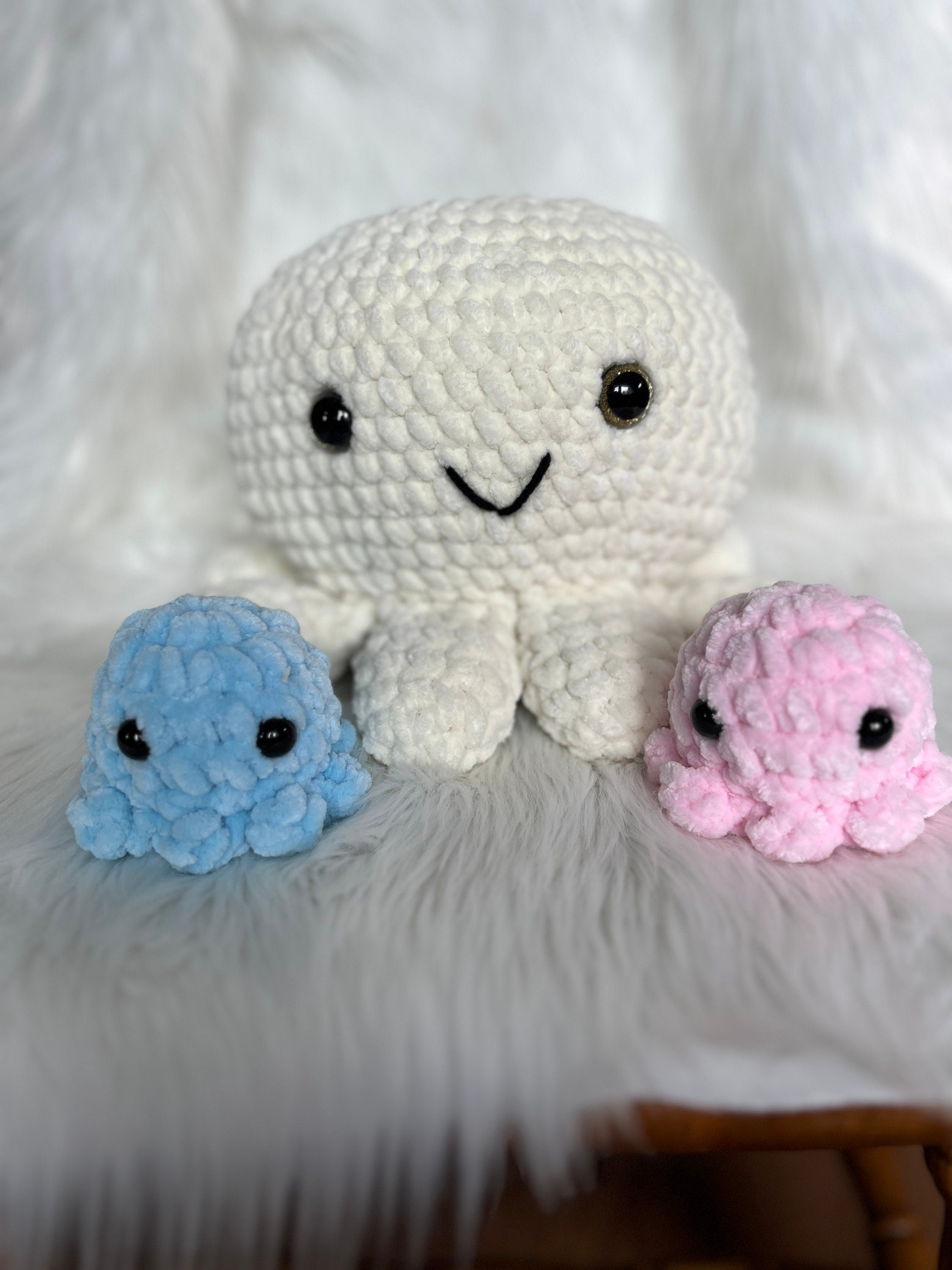 Octopus Crochet Plushie Gender Reveal | Cream Stuffed Animal with Surprise Babies