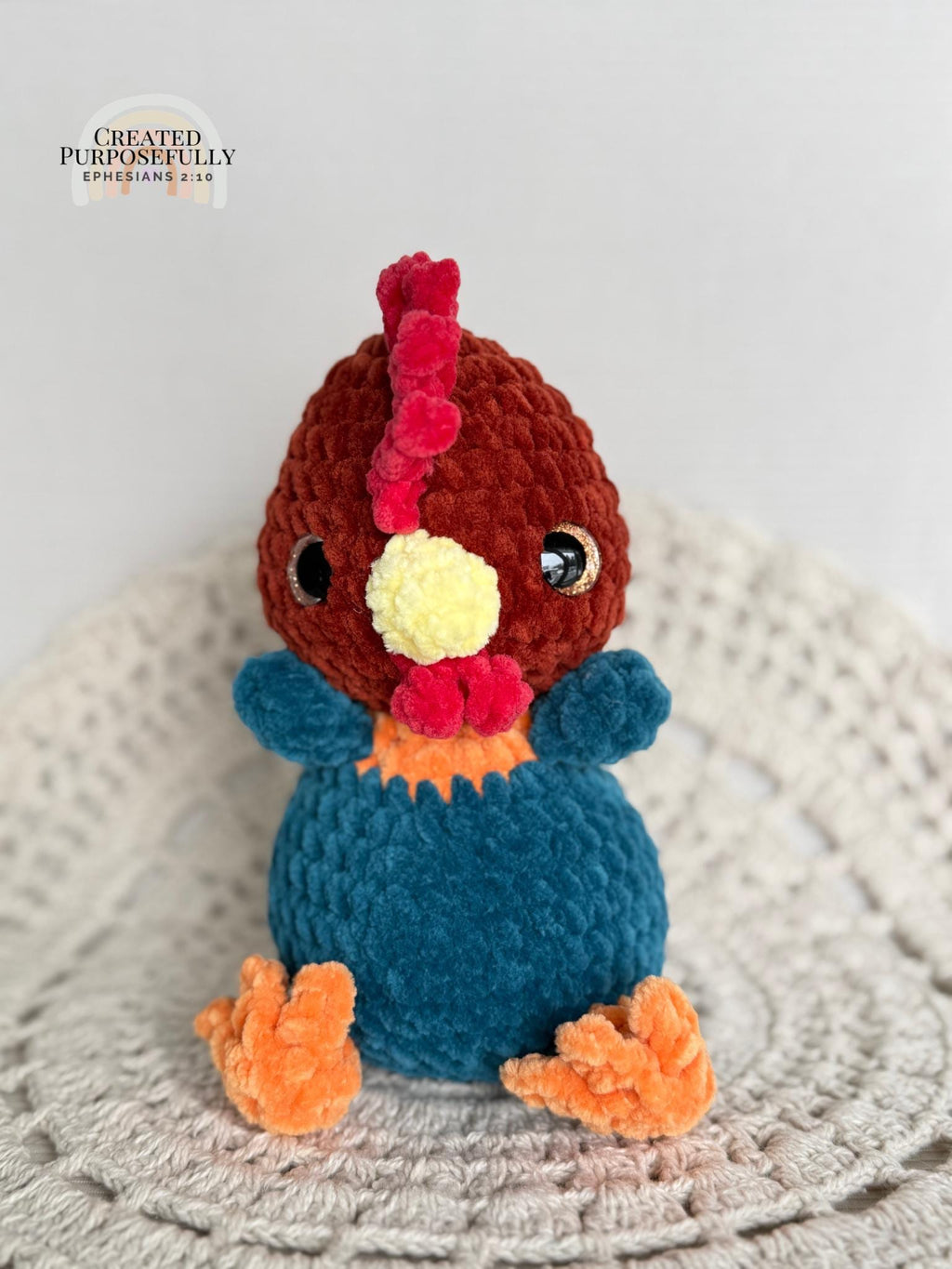 READY TO SHIP Color Crochet Plush Rooster, Stuffed Amigurumi