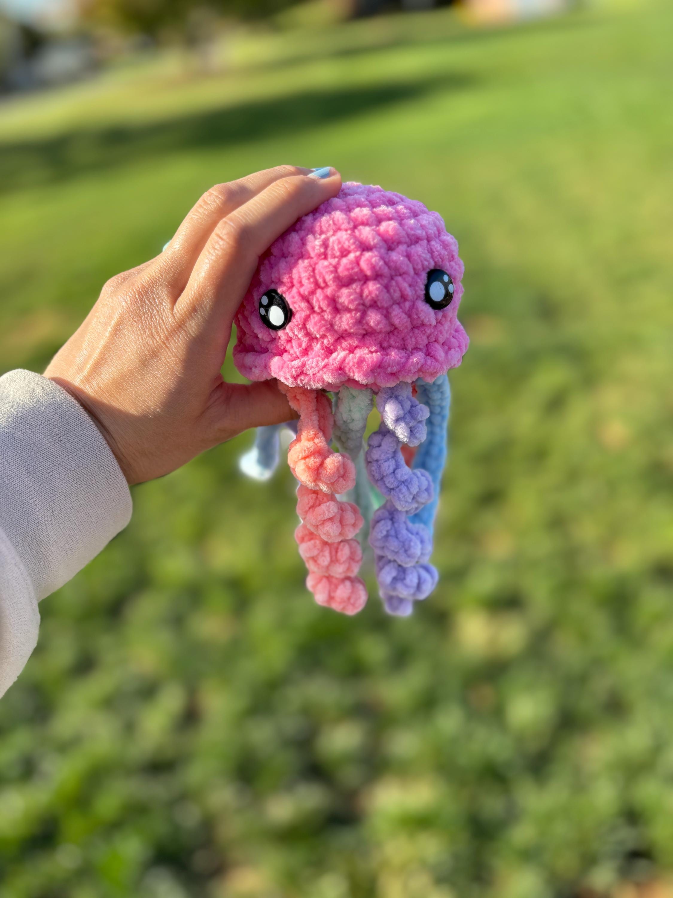 Jellyfish Small Crochet Plushie Amigurumi, Soft Stuffed Toy