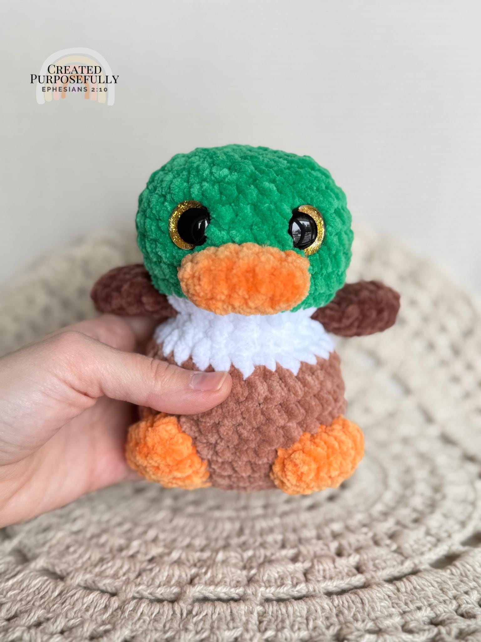 Mallard Duck Crochet Plushie, Stuffed Amigurumi