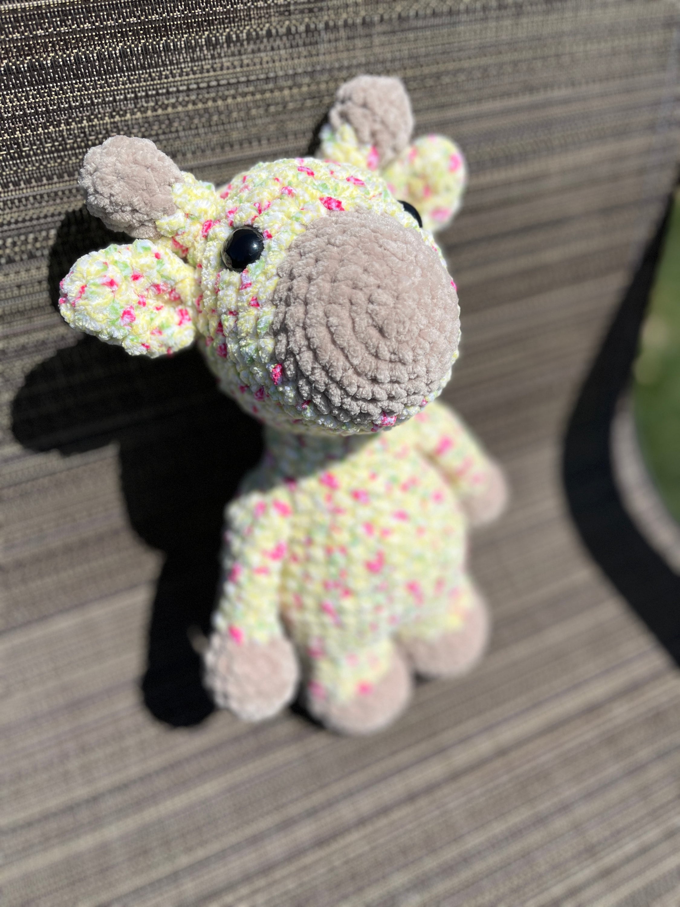 Giraffe Crochet Plushie | Yellow Multi-Colored Amigurumi, Stuffed Animal