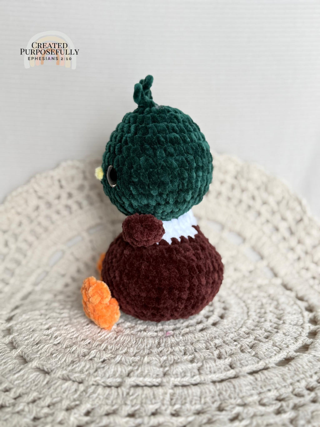 READY TO SHIP Color Crochet Plush Mallard Duck, Stuffed Amigurumi