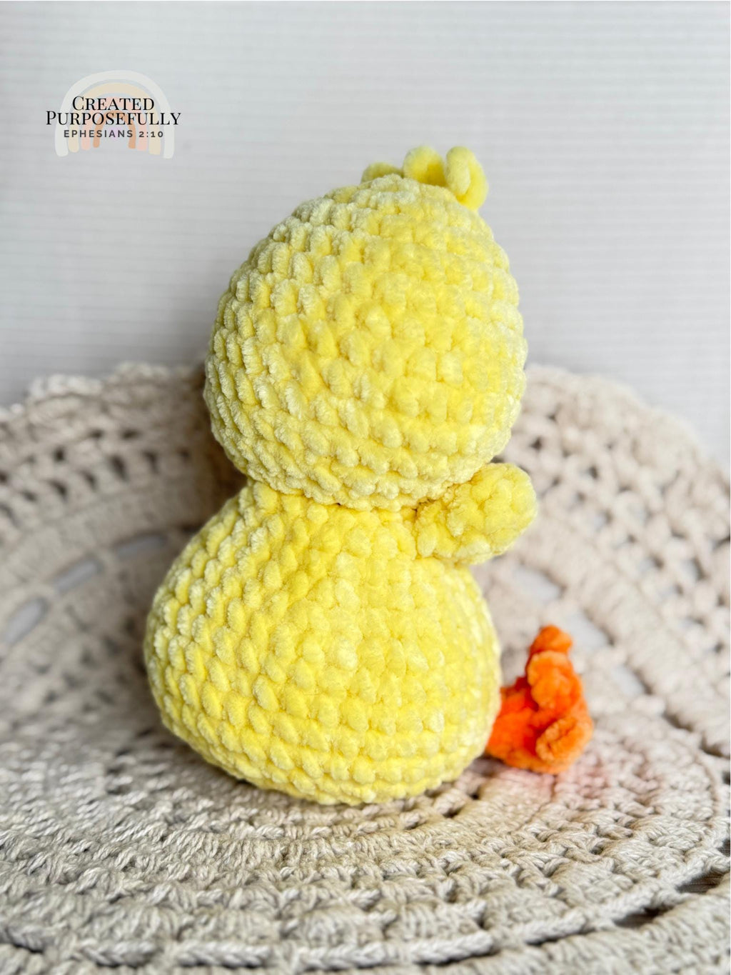 Yellow Duck Crochet Plushie, Stuffed Amigurumi