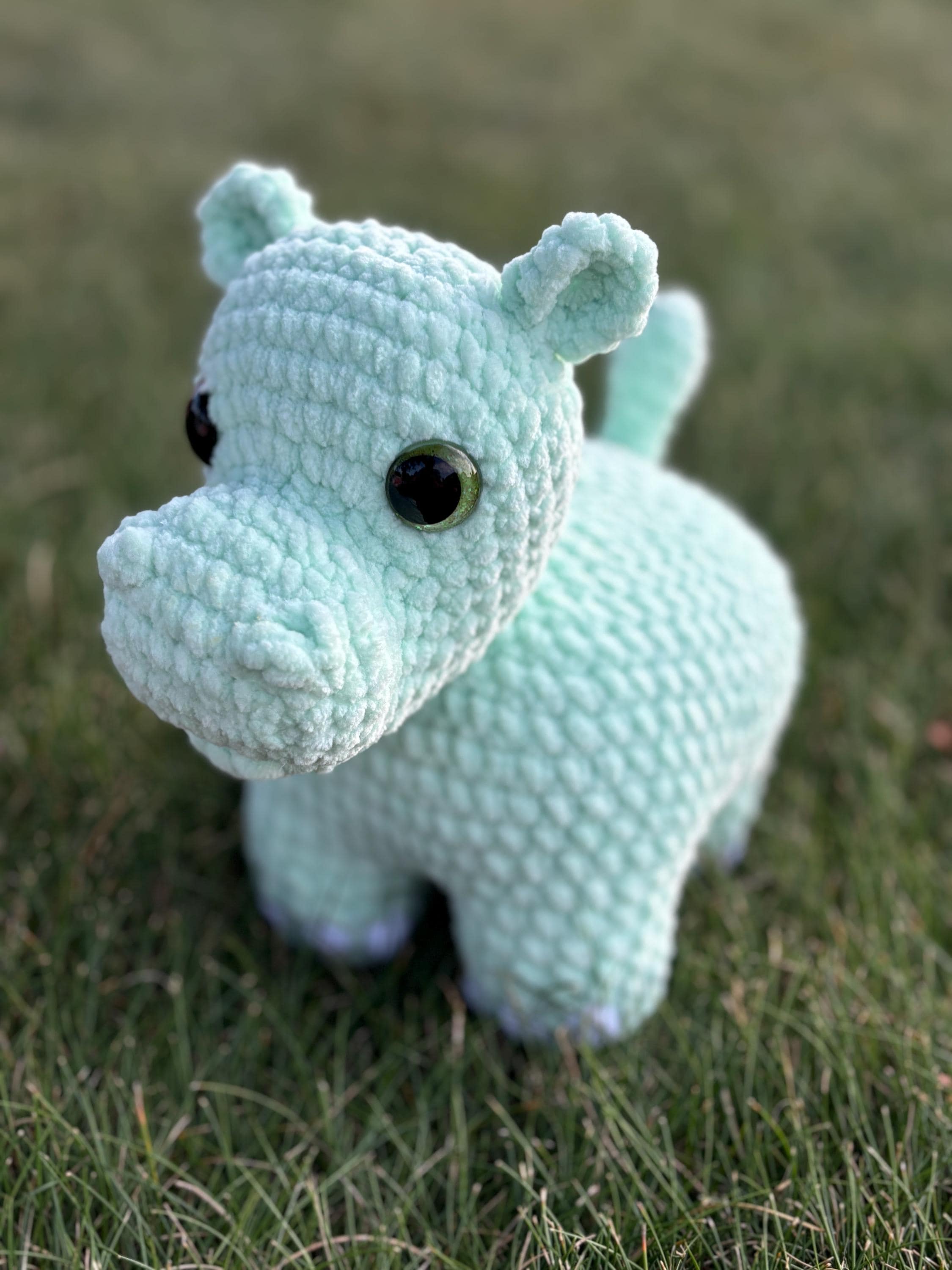 Hippopotamus Crochet Plushie: Custom Color Stuffed Animal, 13 inch