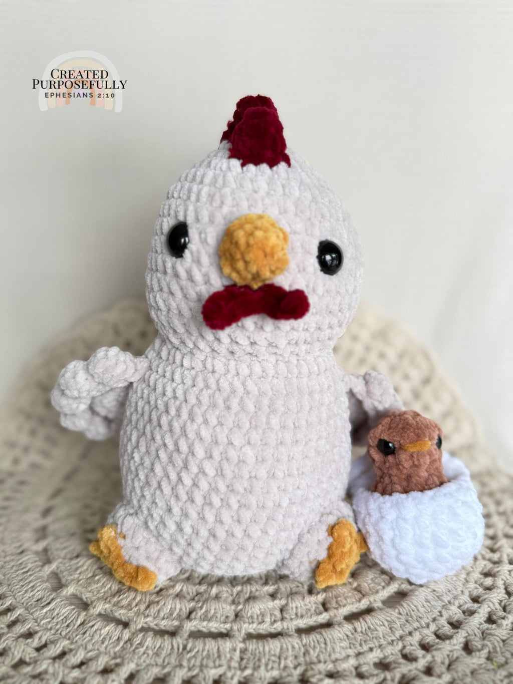 Mama Chicken & Baby Chick Crochet Plush Set | Handmade Farm Animal Amigurumi