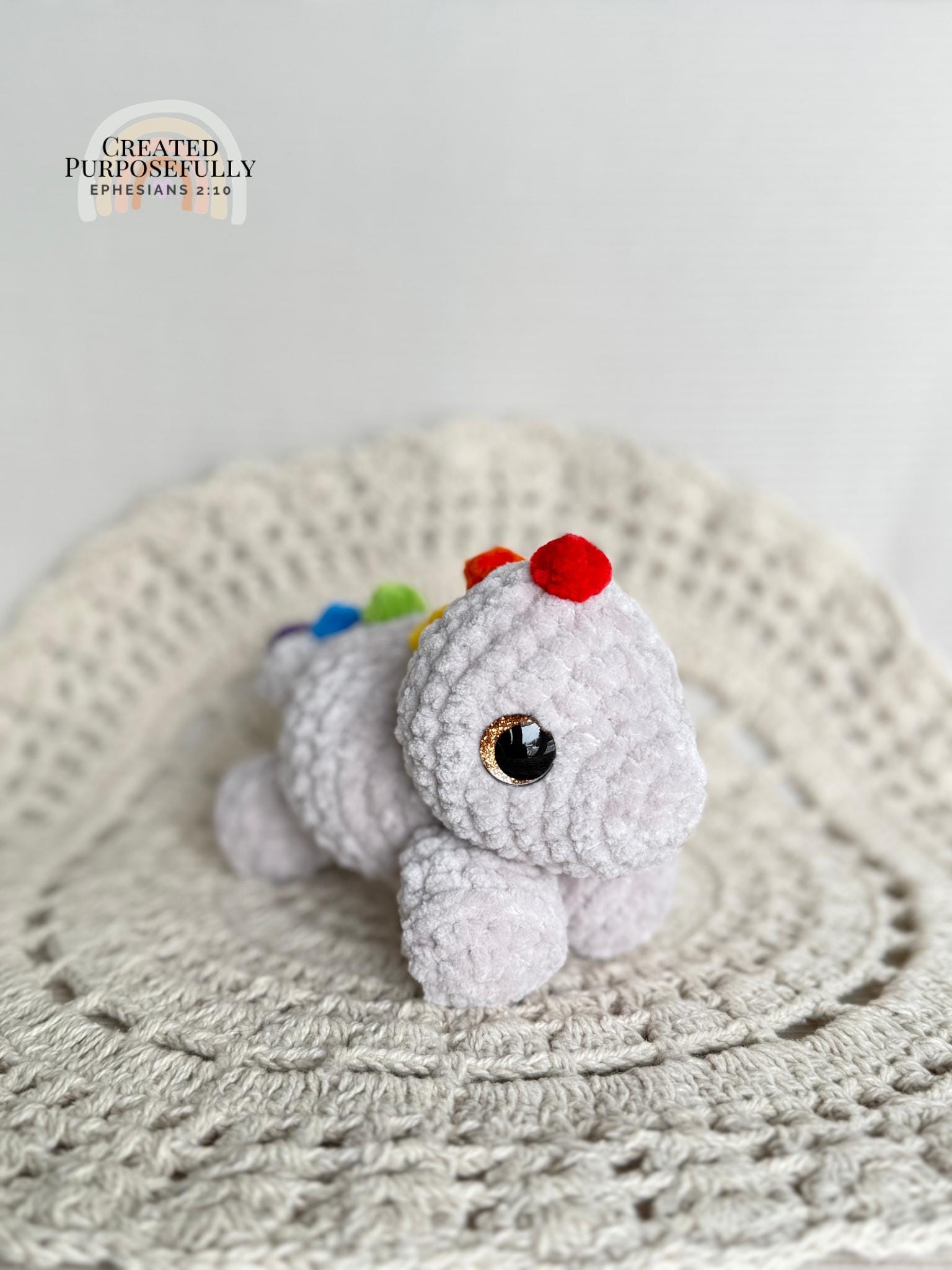 Mini Dinosaur Stegosaurus Crochet Plushie, Stuffed Amigurumi