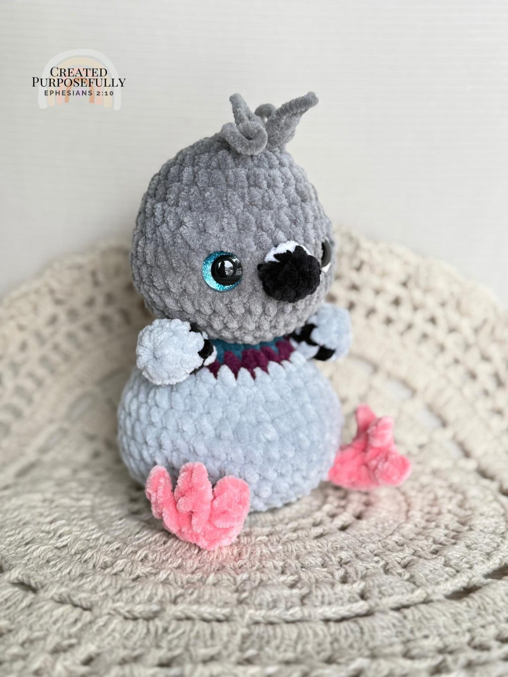 READY TO SHIP Color Crochet Plush Pigeon, Stuffed Amigurumi