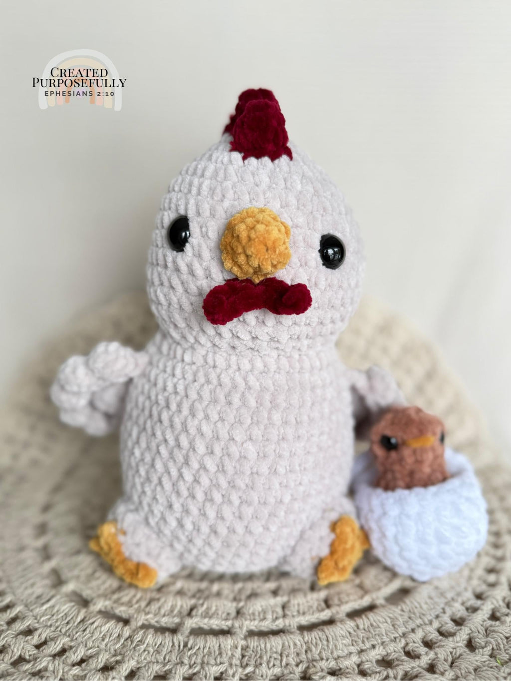 Mama Chicken & Baby Chick Crochet Plush Set | Handmade Farm Animal Amigurumi