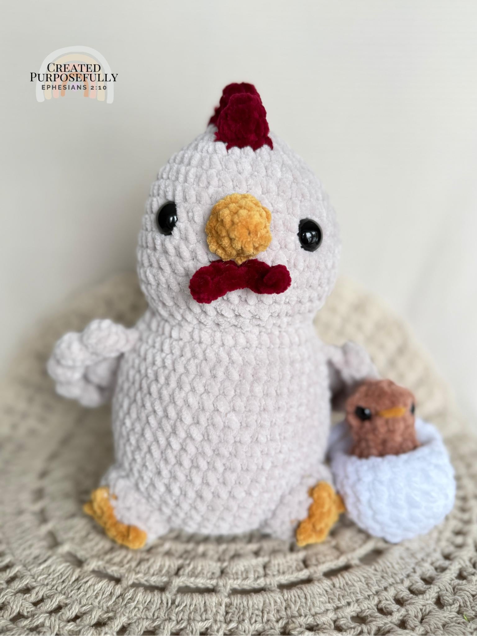 Mama Chicken & Baby Chick Crochet Plush Set | Handmade Farm Animal Amigurumi