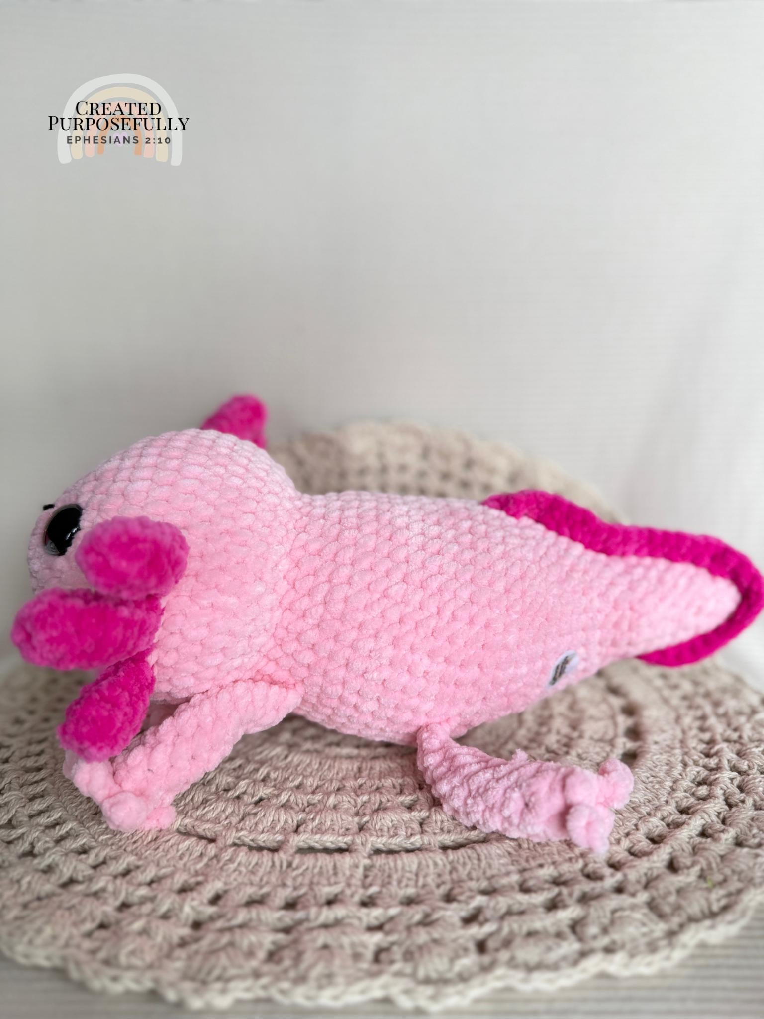 Axolotl Family Crochet Plushie, Stuffed Amigurumi
