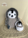 Penguin with Baby Crochet Plushie • Handmade Amigurumi Plush, Nursery Decor