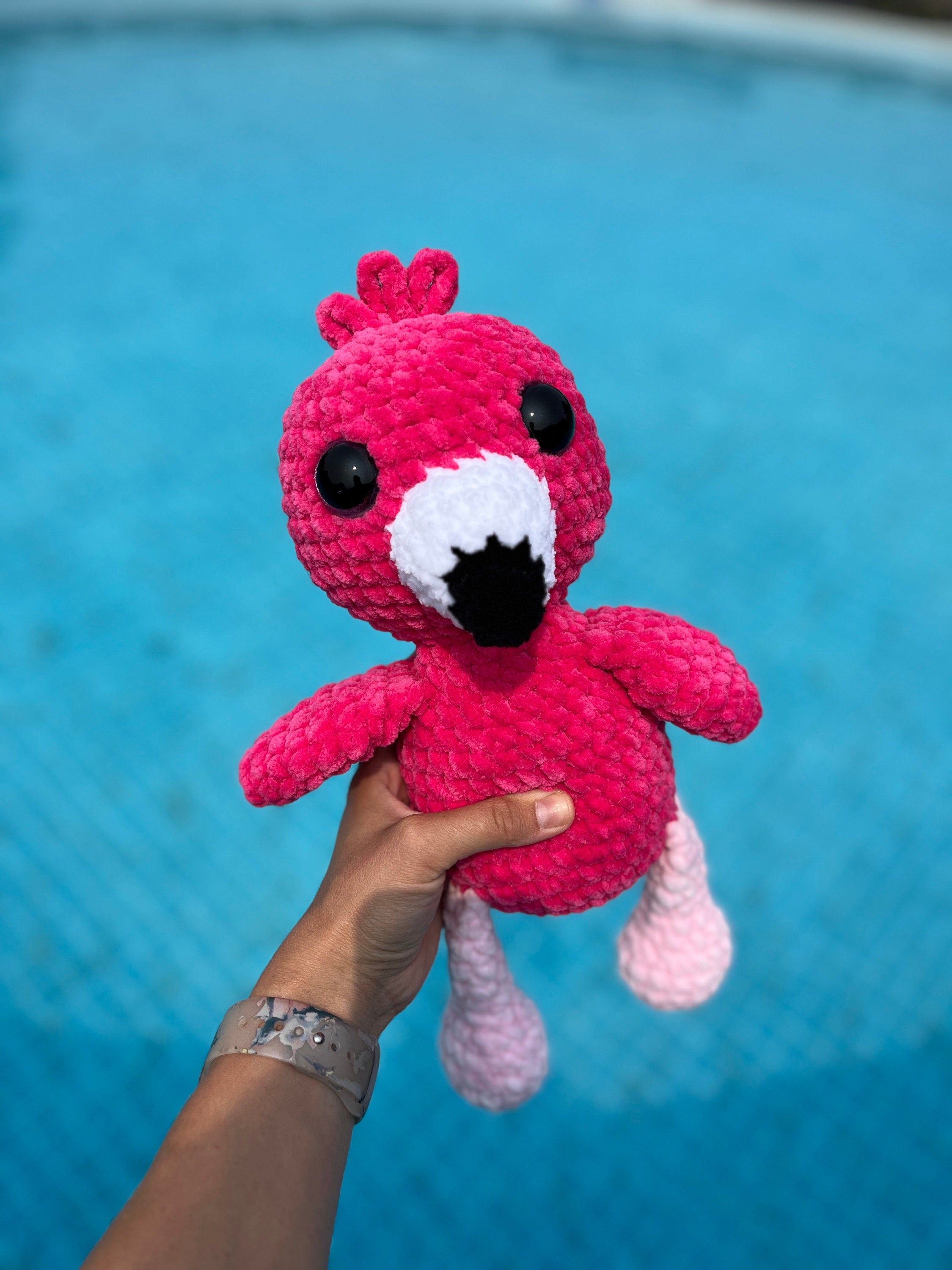 Flamingo Crochet Plushie, Soft Stuffed Amigurumi