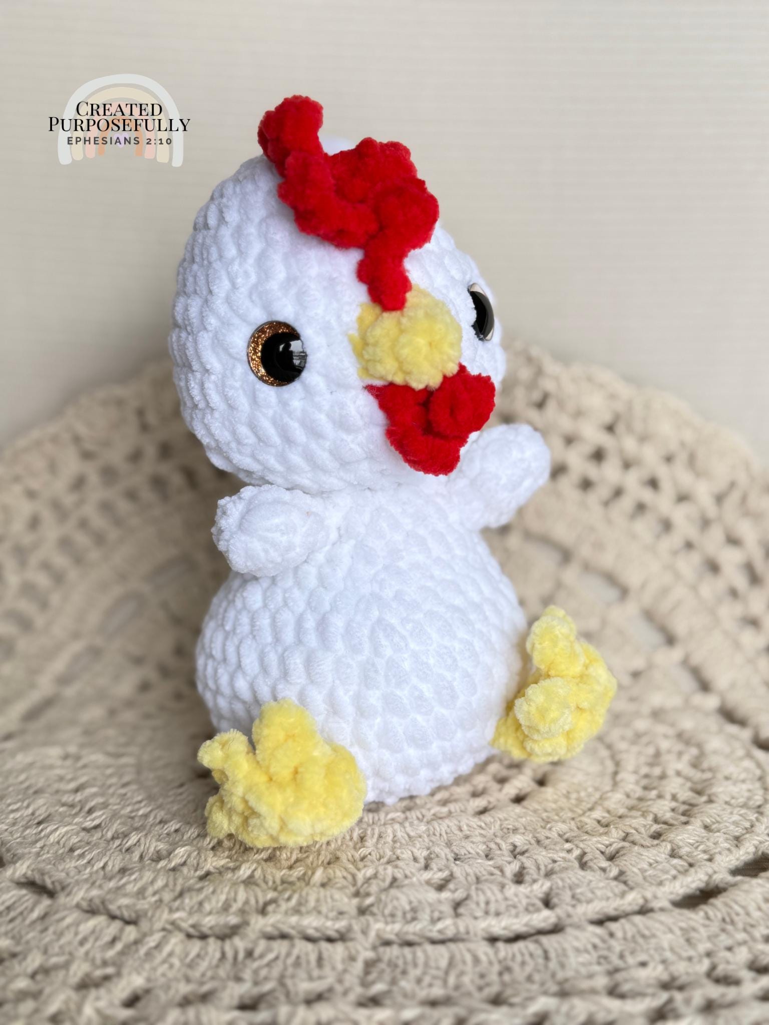 READY TO SHIP Color Crochet Plush Chicken, Stuffed Amigurumi