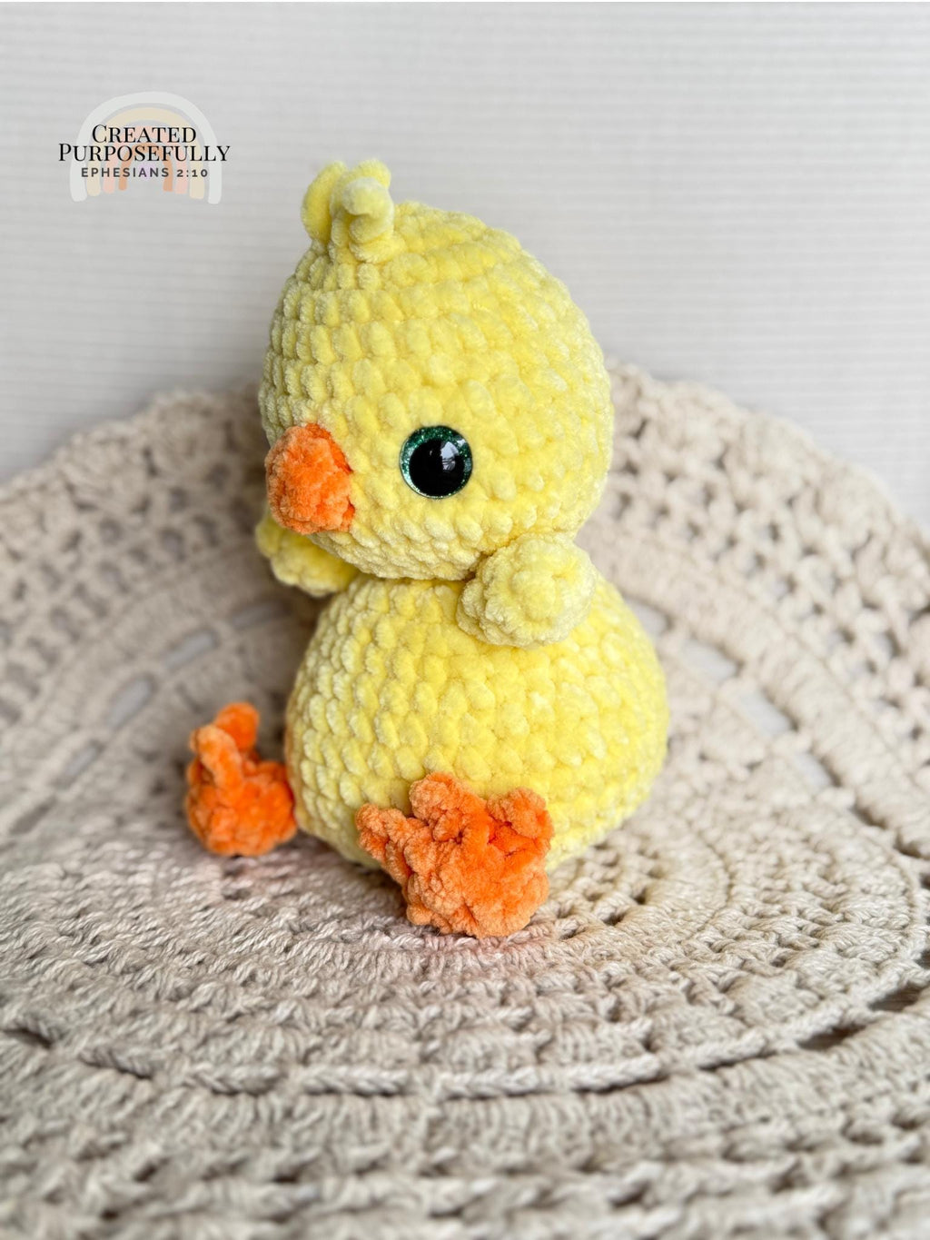 Yellow Duck Crochet Plushie, Stuffed Amigurumi