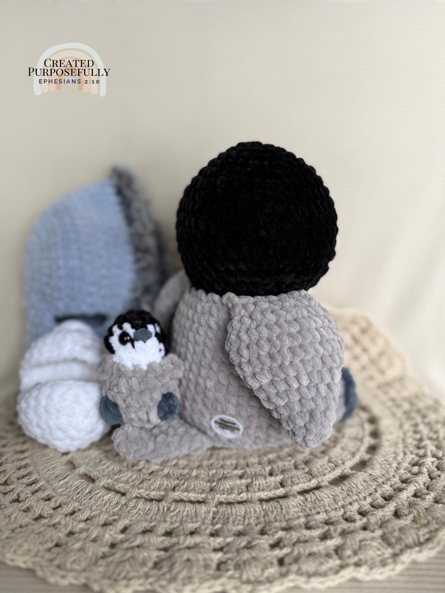 Penguin with Baby Crochet Plushie • Handmade Amigurumi Plush, Nursery Decor