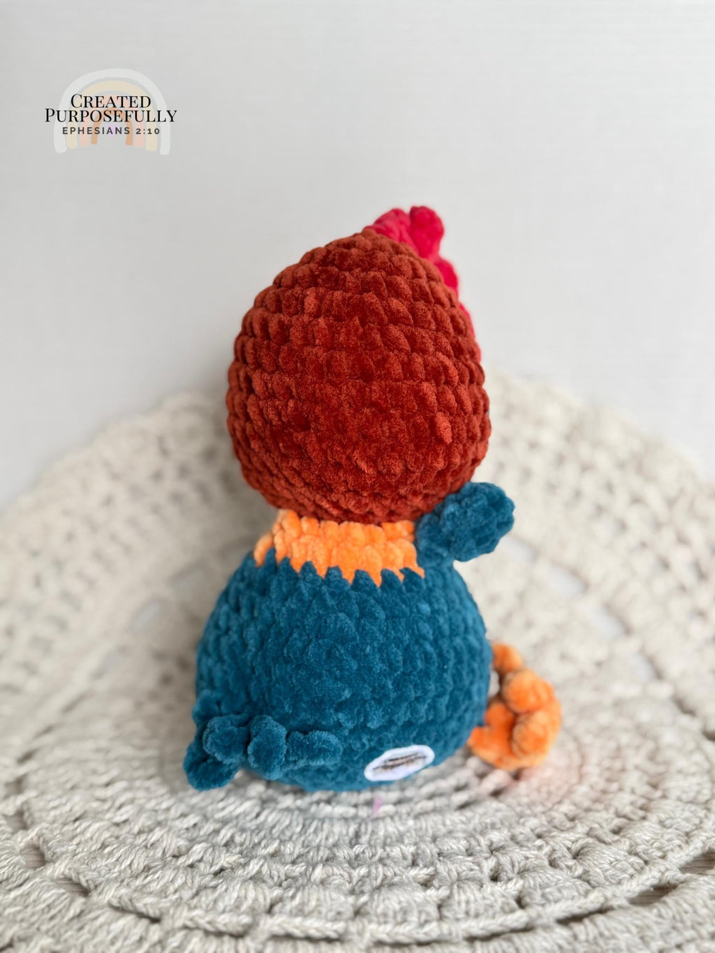 READY TO SHIP Color Crochet Plush Rooster, Stuffed Amigurumi