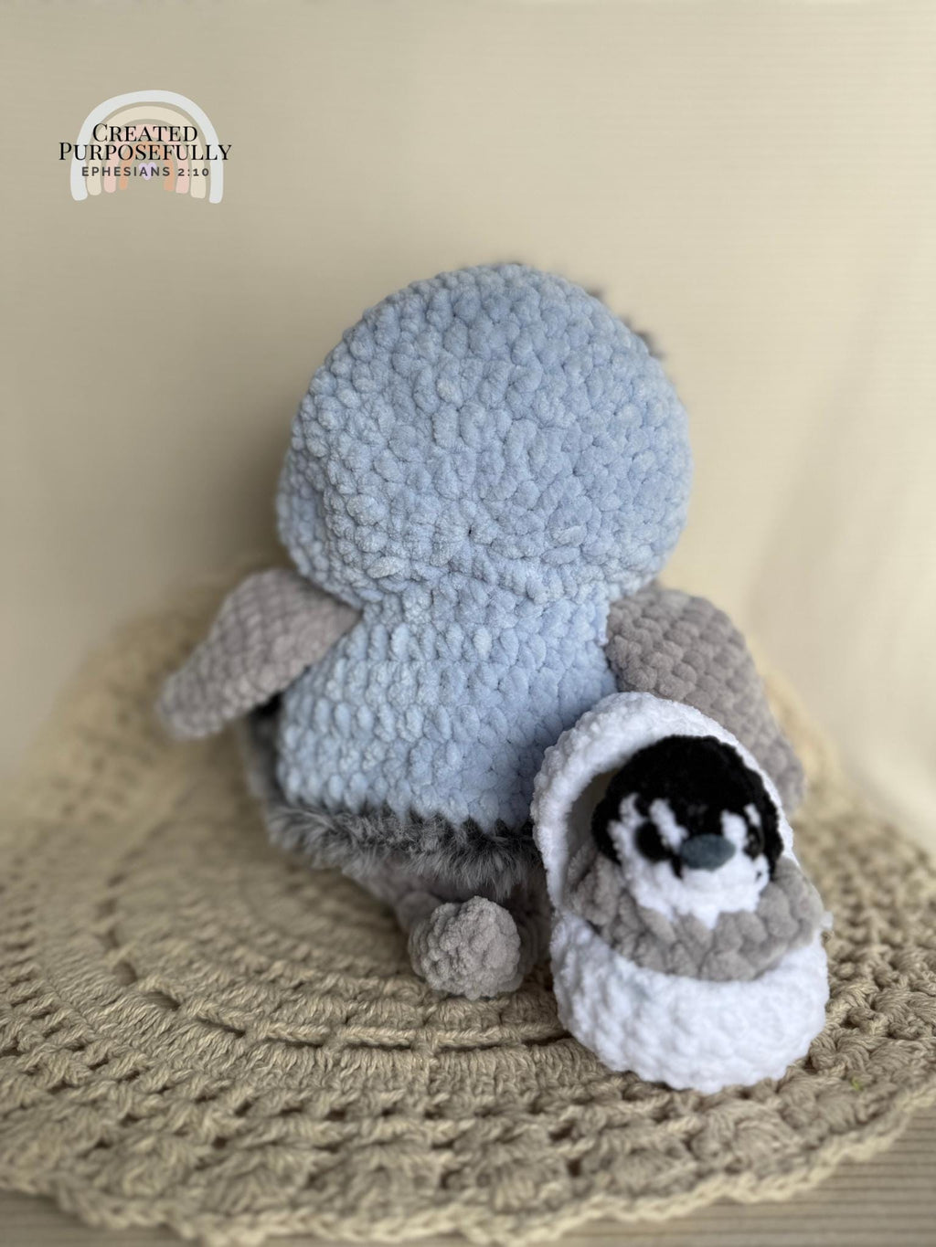 Penguin with Baby Crochet Plushie • Handmade Amigurumi Plush, Nursery Decor