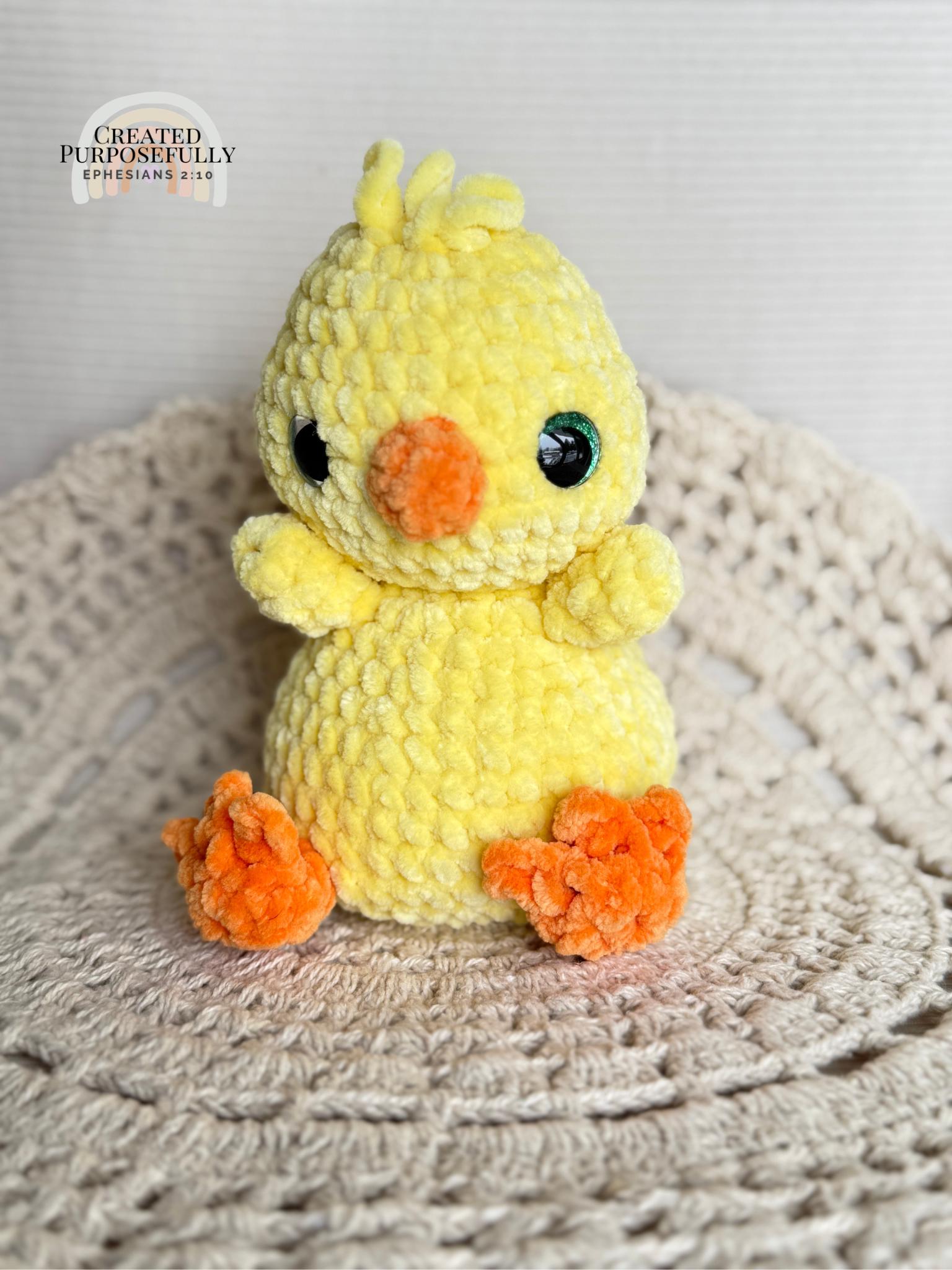 Yellow Duck Crochet Plushie, Stuffed Amigurumi