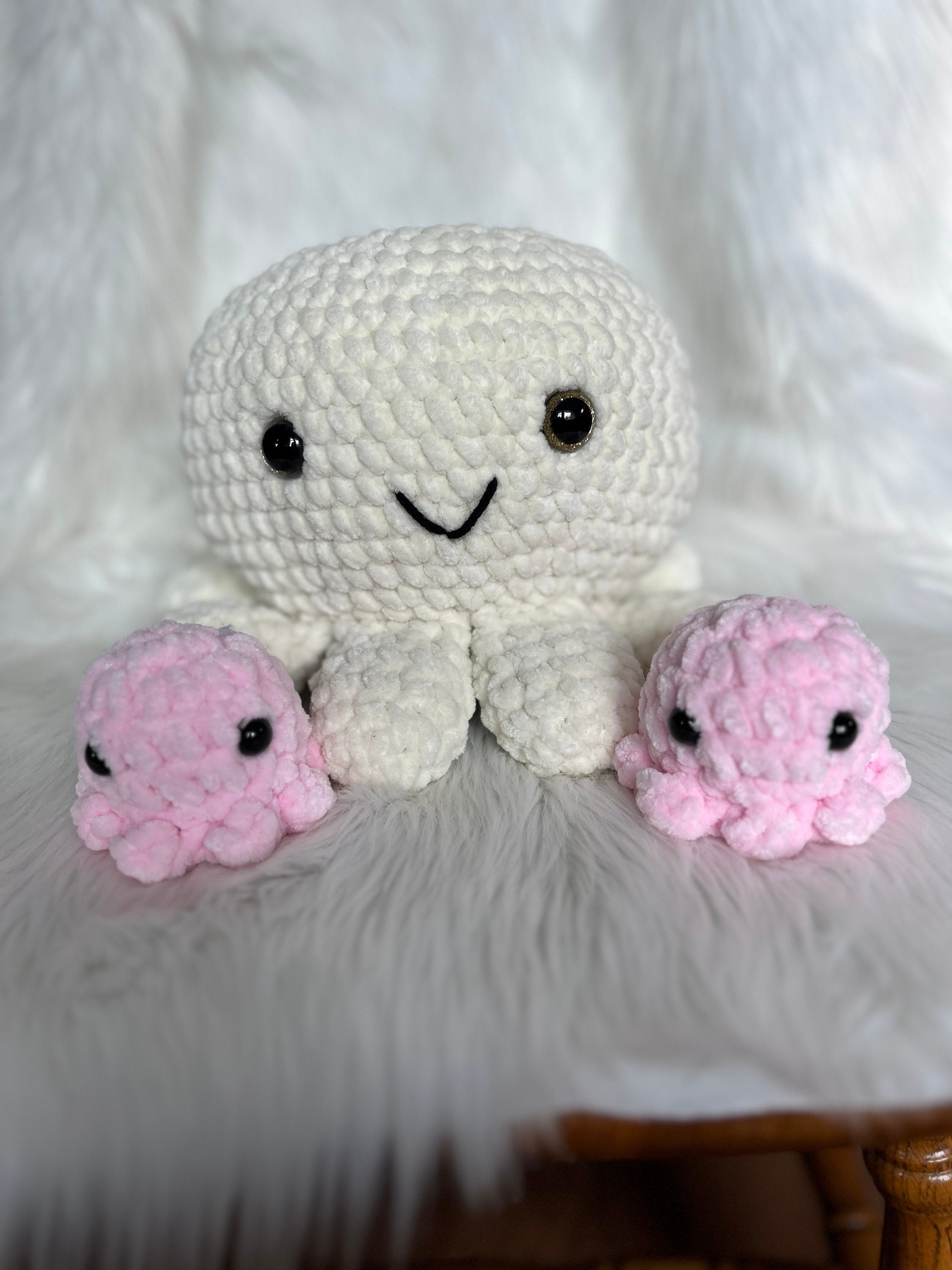 Octopus Crochet Plushie Gender Reveal | Cream Stuffed Animal with Surprise Babies