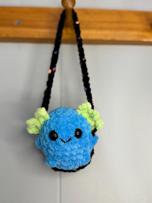 Car Plush Crochet Hanger • Handmade Amigurumi Axolotl, Frog, Penguin