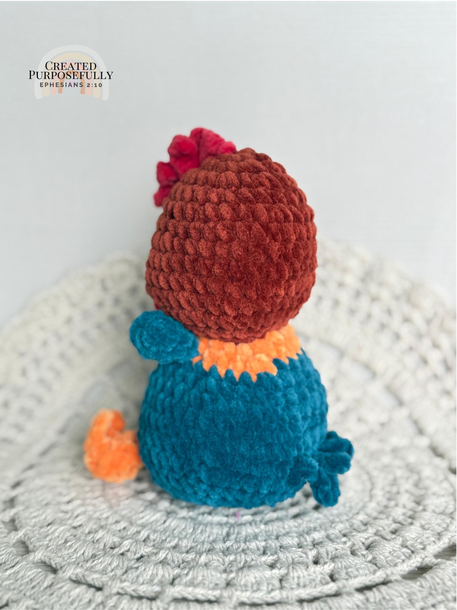 READY TO SHIP Color Crochet Plush Rooster, Stuffed Amigurumi